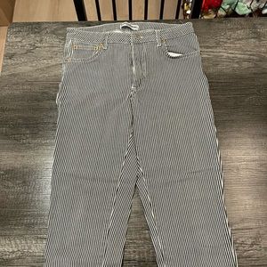 Black and white striped jeans